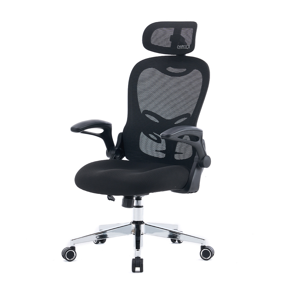 5140 Cadeira de escritório ergonômica de malha preta/branca, cadeira de computador com encosto alto
