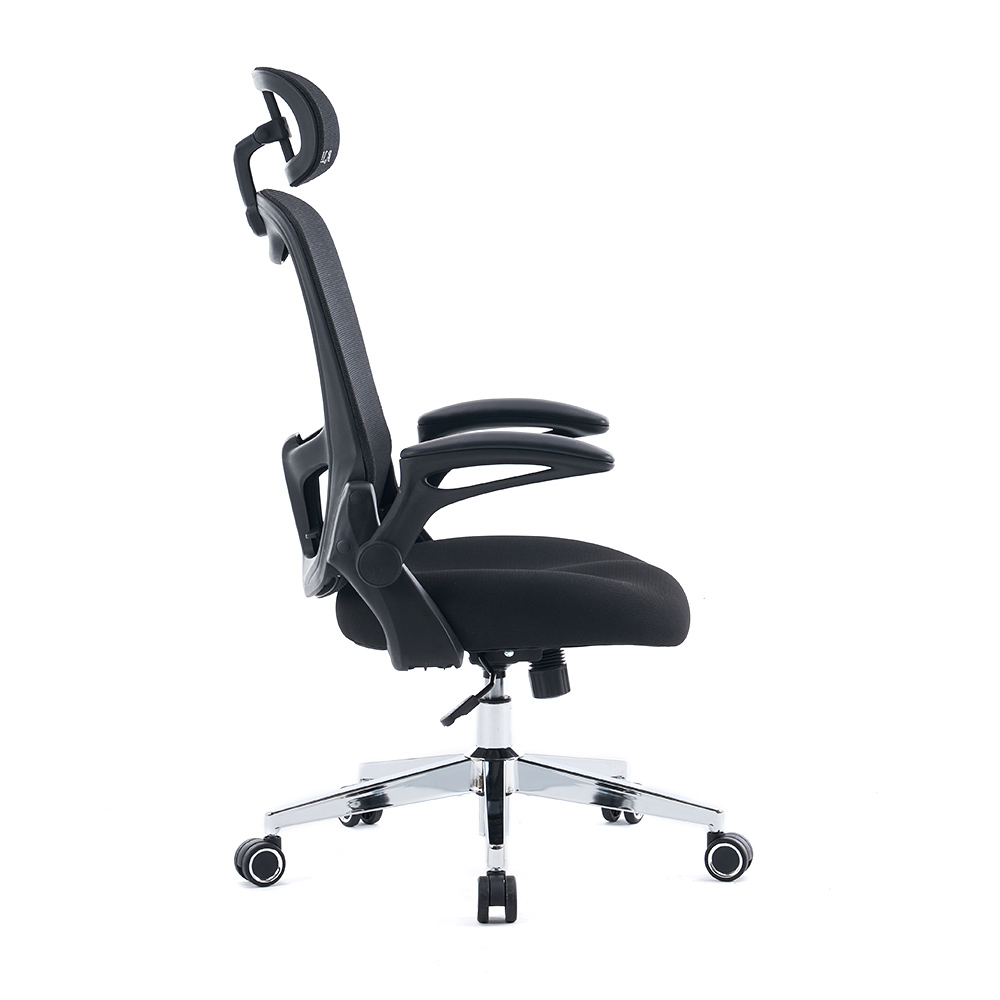 5140 Cadeira de escritório ergonômica de malha preta/branca, cadeira de computador com encosto alto