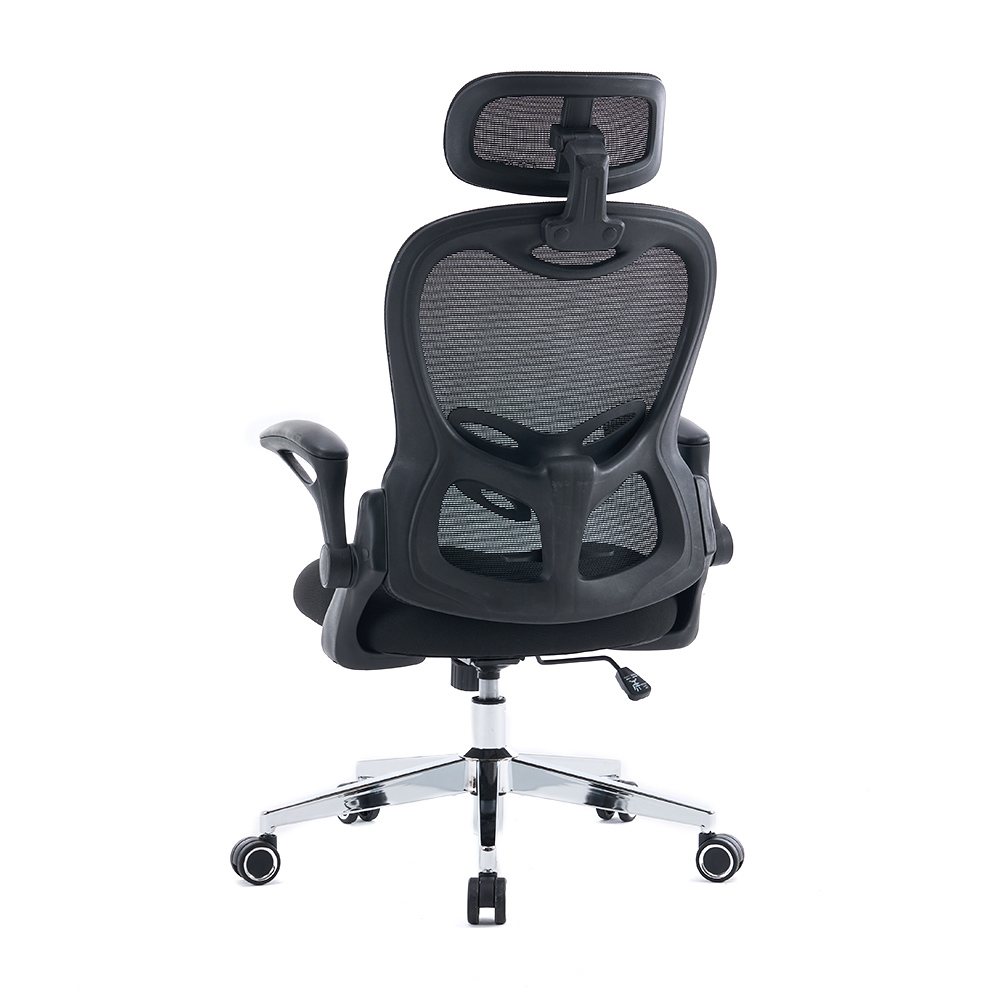 5140 Cadeira de escritório ergonômica de malha preta/branca, cadeira de computador com encosto alto